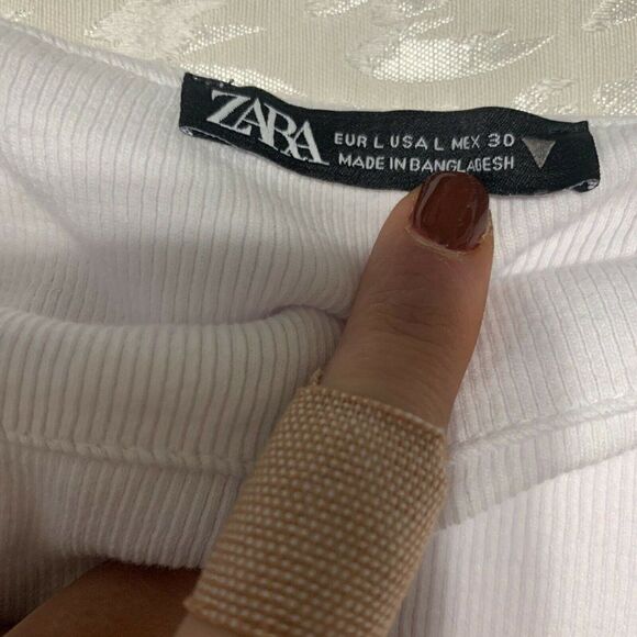 zara womens solid white ribbed crop tank top large - Picture 3 of 4